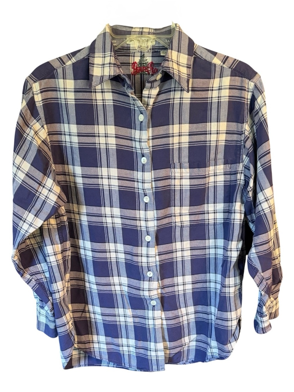 Banana Republic Women’s Blue & White Plaid Button-Down Shirt